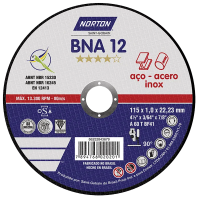 Disco de Corte Metal-Inox 4.1:2 x 3:64 (1.0 mm) x 7:8 BNA 12 Norton